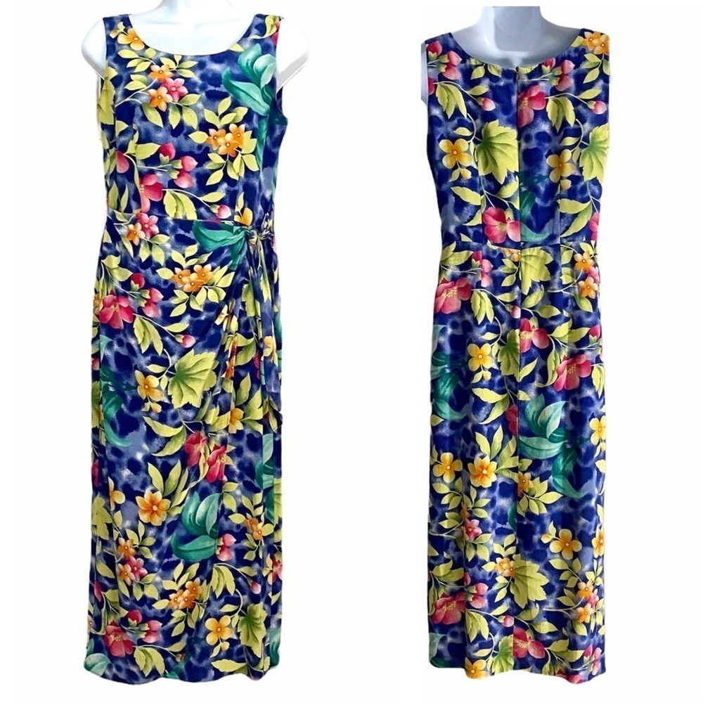 Multicolor Silk Floral Tropical Maxi Dress 6 Lightweight Feminine Spring Summer
